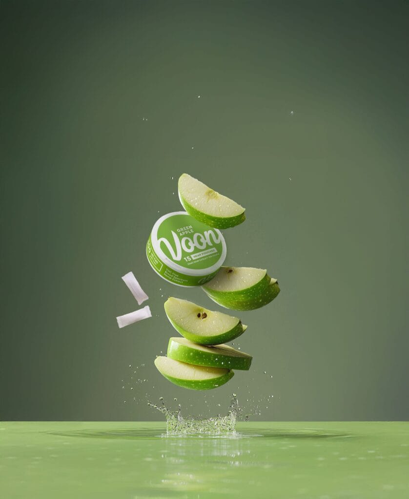Green Apple CBD Pouches with splices of apple