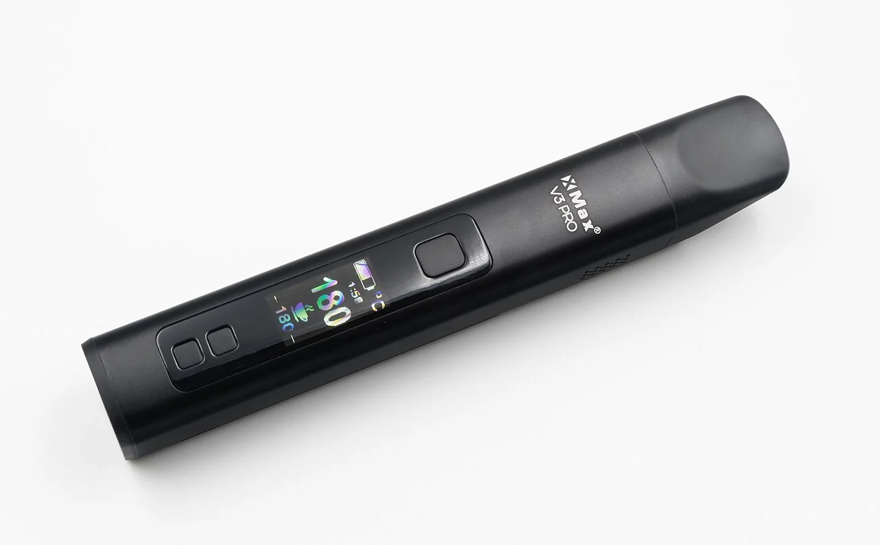 Dry herb vaporizer X-Max V3 Pro met het display op 180 °C