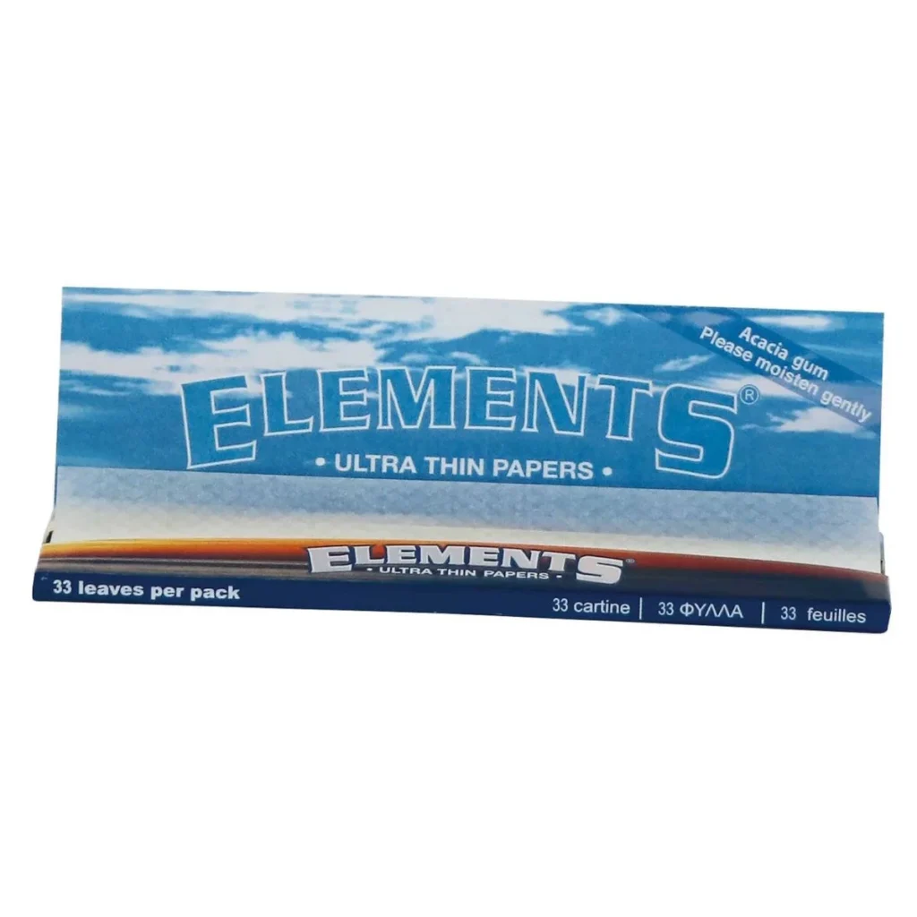 Åbent hæfte med Elements King Size Ultra Thin rullepapir