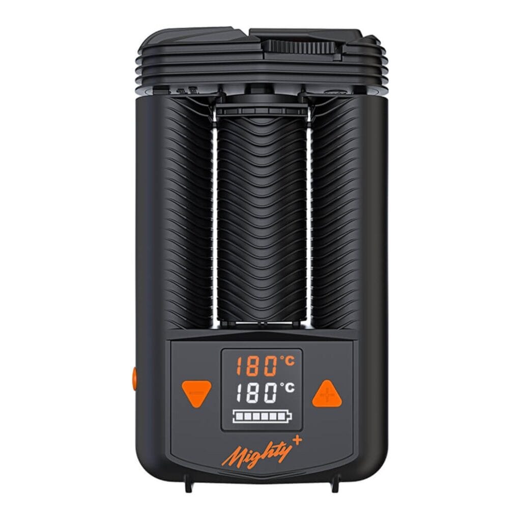 Storz & Bickel Mighty+ vaporizer edestä näytön kanssa